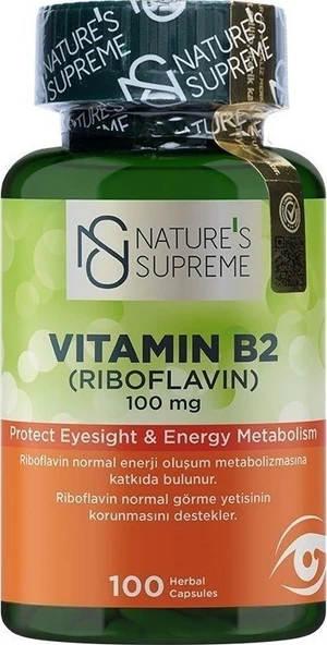 Natures Supreme Vitamin B2 100 mg 100 Kapsül ürün görseli 1