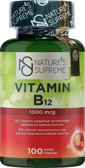 Natures Supreme Vitamin B12 1000 Mcg 100 Kapsül ürün görseli 1