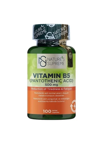 Natures Supreme Vitamin B5 500 MG 100  Kapsül ürün görseli 1