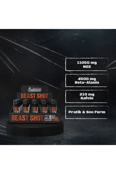 Kingsize Nutrition Beast Shot Pre-workout 60 Ml 20 Adet - Resim 2