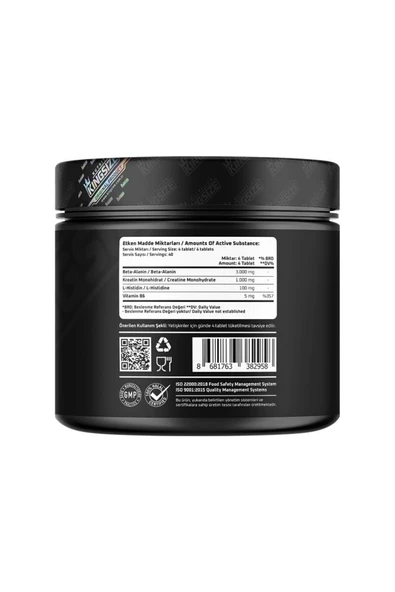 Kingsize  Nutrition Beta Ala 9 Complex 160 Tablet - Resim 2