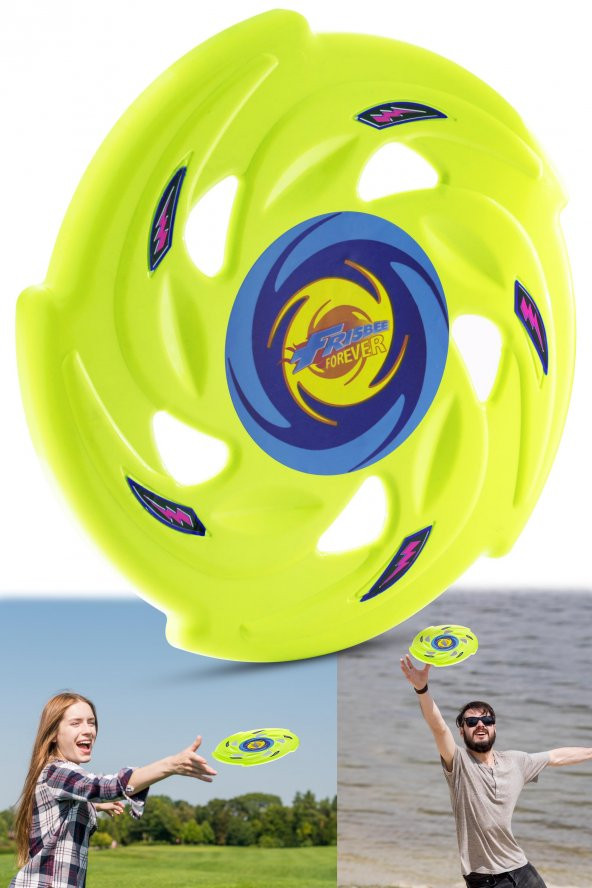 Frisbee Frizbi Fırlatma Diski Disk Atma Oyunu Çocuk Yetişkin Plaj Bahçe Oyuncak 24 cm Neon ürün görseli 1