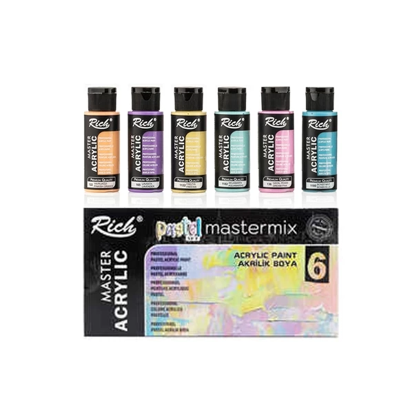 Rich Mastermix Akrilik Boya Pastel Renkler 6x60 cc ürün görseli 1