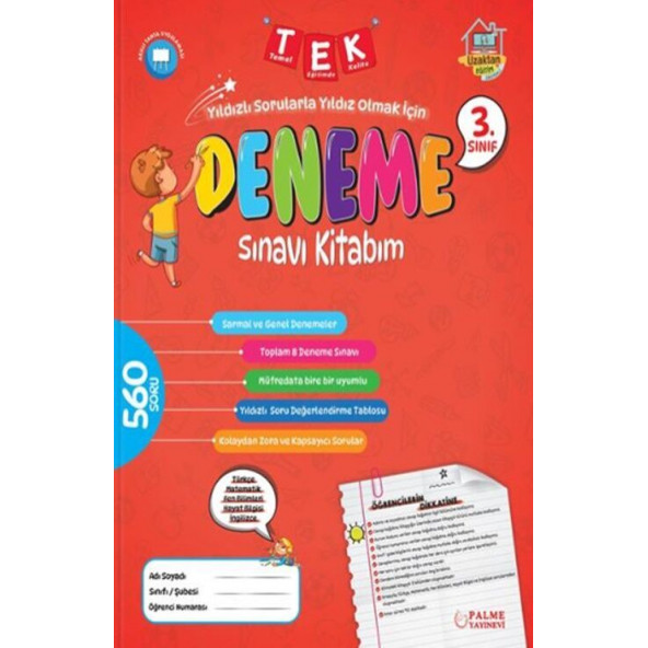 Palme Yayınevi 3. Sınıf Tek Deneme Sınavı Kitabım ürün görseli 1