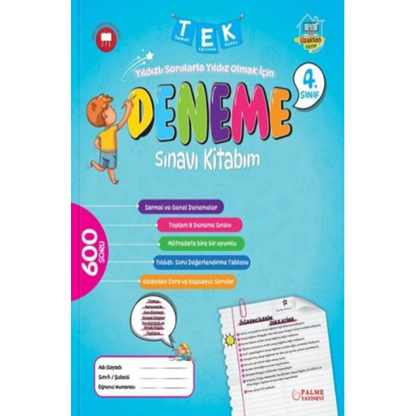 Palme Yayınevi 4. Sınıf Tek Deneme Sınavı Kitabım ürün görseli 1