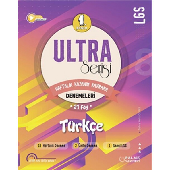 Palme Yayınevi ULTRA Serisi LGS 1. Dönem Türkçe Denemeleri Haftalık Kazanım Kavrama 21 Föy ürün görseli 1