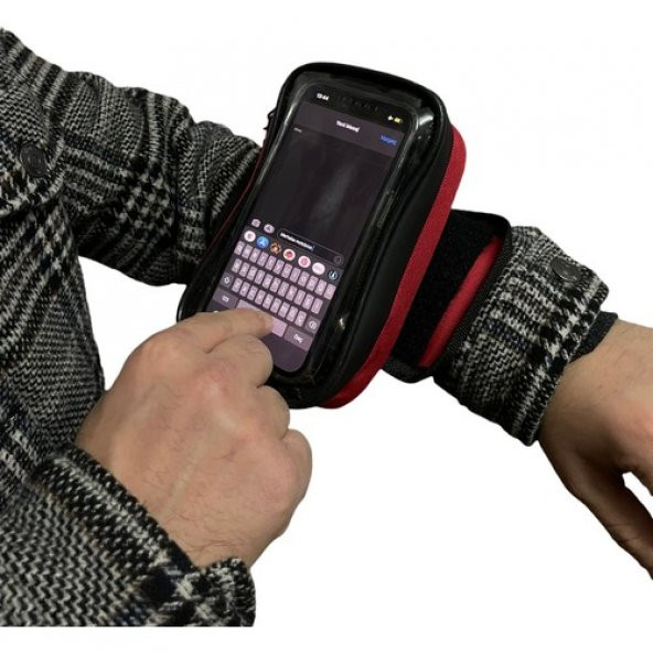 Motobros Motosiklet Kola Takılan Çantalı Telefon Tutucu Kol Telefon Tutucu 6.7" E Kadar Kırmızı Renk ürün görseli 1