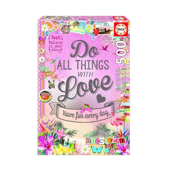 Educa 500 Parçalı Yapboz Do All The Things With Love Educa Puzzle Yapıştırıcısı Dahil ürün görseli 1