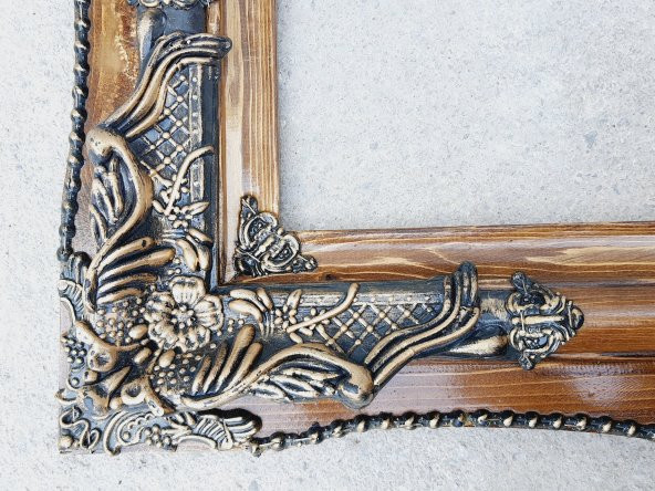 Dekoratif İşlemeli Ahşap Çerçeve 92x72 cm 009 - Resim 3