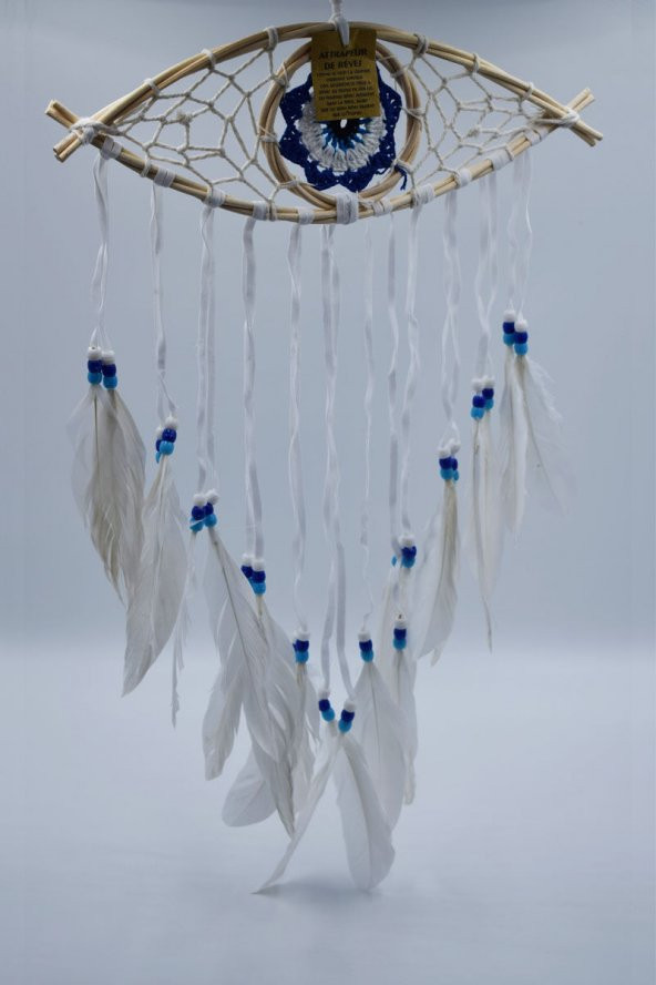 Düş Kapanı, 32 cm, Beyaz, Göz Rüya Kapanı, Dream Catcher, Dekor ürün görseli 1