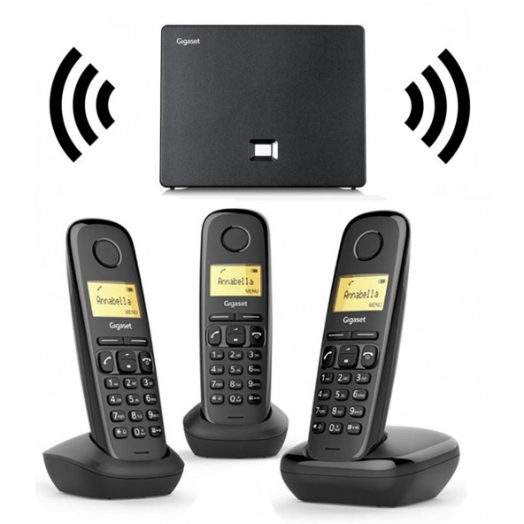 Gigaset 3 Dahili Dect Telsiz Kablosuz Telefon Santrali Siyah ürün görseli 1
