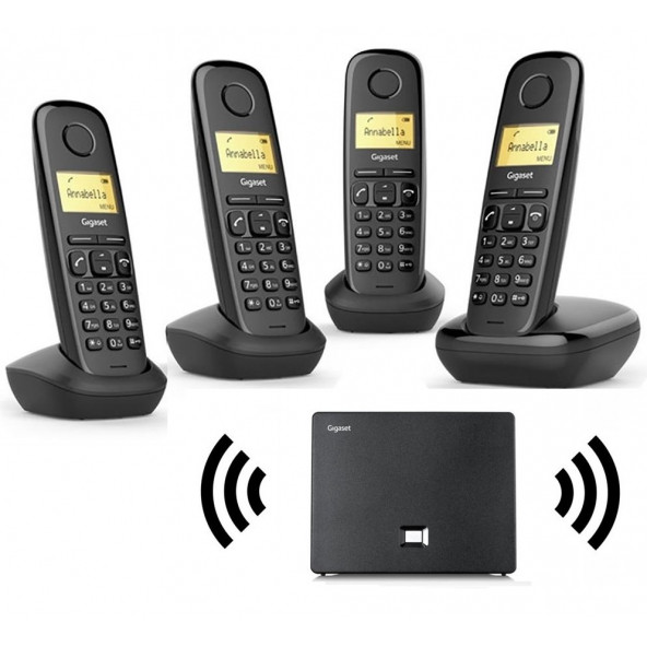 Gigaset 4 Dahili Dect Telsiz Kablosuz Telefon Santrali Siyah ürün görseli 1