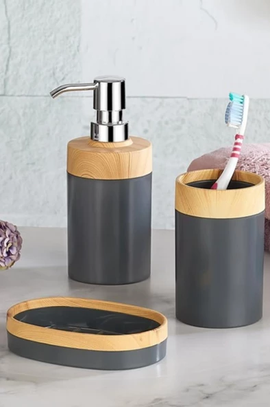 Flosoft Bambu Desenli Yuvarlak 5'li Banyo Seti - Resim 8