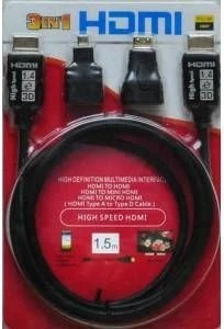 Hdmi Kablo 1.5 Metre 3'Lü Set (Micro Hdmi Hdmi*Mini Hdmi Hdmi ürün görseli 1