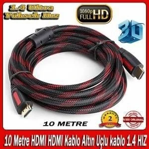 10 Metre Çelik Örgülü 3D Standart Hdmi Kablo ürün görseli 1