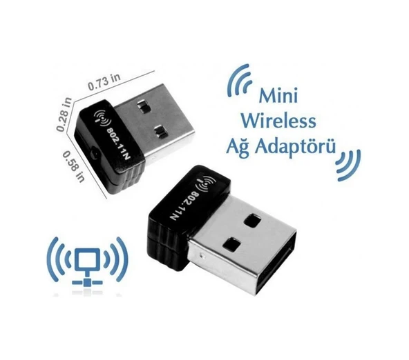300 Mbps Mini Kablosuz (Wireless) Ağ Adaptörü-Pc USB Wi-Fi Alıcı ürün görseli 1