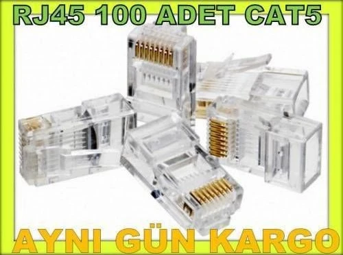 Rj45 Uç Soket Konnektör Rj 45 Cat5 İnternet 100 Adet ürün görseli 1