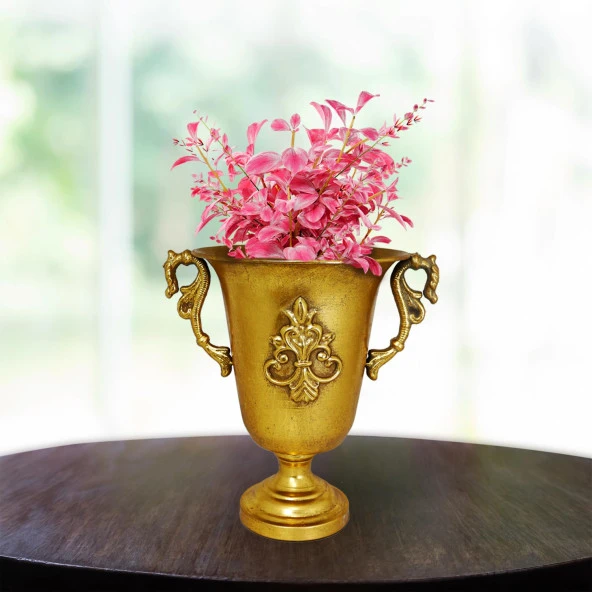 T.Concept Metal Vazo Vintage Eskitme Altın Dekoratif Şık Saksı 35*28*48,5 Cm ürün görseli 1
