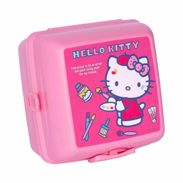 Hello Kitty Beslenme Kutusu Pembe 4 Bölmeli Kız Figürlü 1 Adet Yemek Saklama Kabı Pembe Beslenme Çantası ürün görseli 1