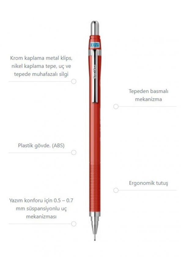 Scrikss Simo R&D Japan Uçlu Kalem Kırmızı 0.5 1 Adet ve Mikro 0,5 Versatil Kalem Uçu Siyah 3 Paket ürün görseli 1