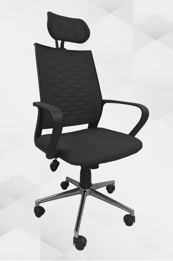 Porziyon Atlas Fileli Krom Yönetici Ofis Büro Bilgisayar Çalışma Koltuğu - Sandalyesi ürün görseli 1