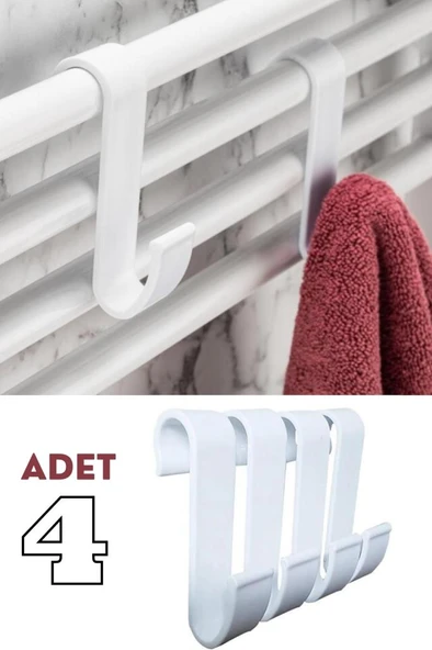 Flosoft 4 Adet Havlupan Duşakabin Askısı, Petek Banyo Mutfak Kancalı Havlu Bornoz Askısı 4’lü Set ürün görseli 1