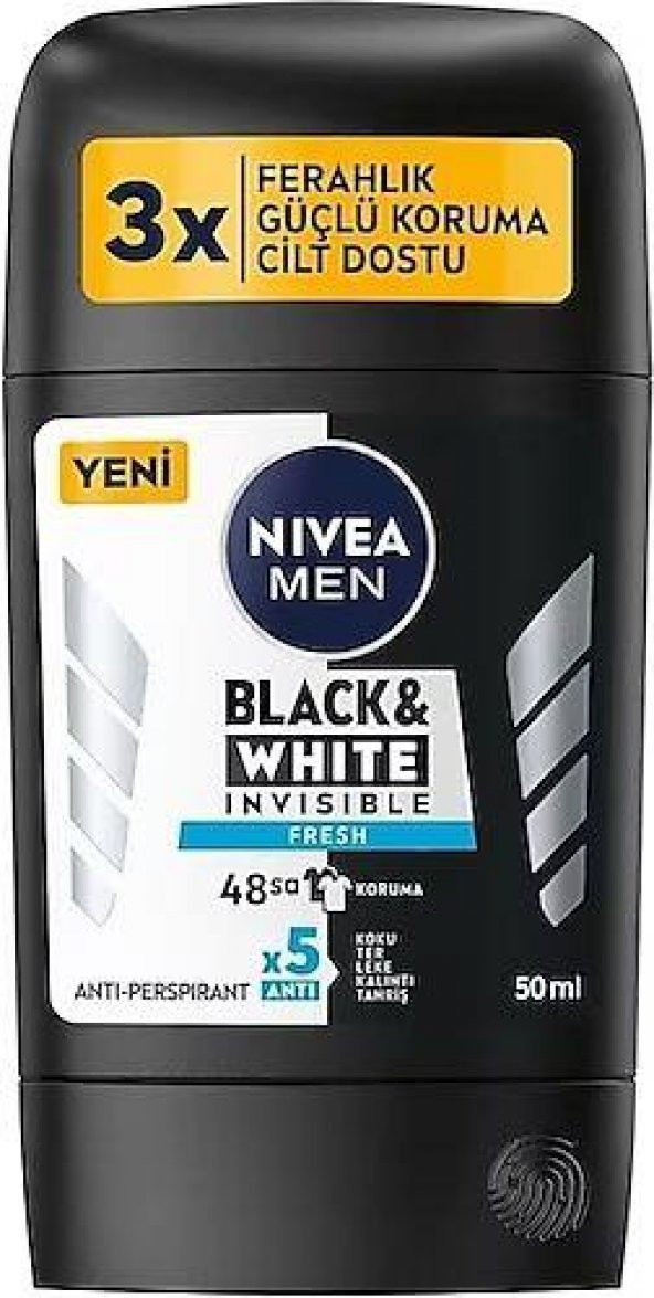 NIVEA DEO STICK 50ML INV B&W FRESH ERKEK ürün görseli 1