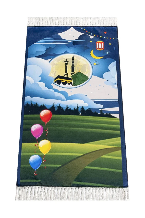 Dijital Baskılı Çocuk Seccadesi - Balonlu Kabeli - 44 X 78 cm ürün görseli 1