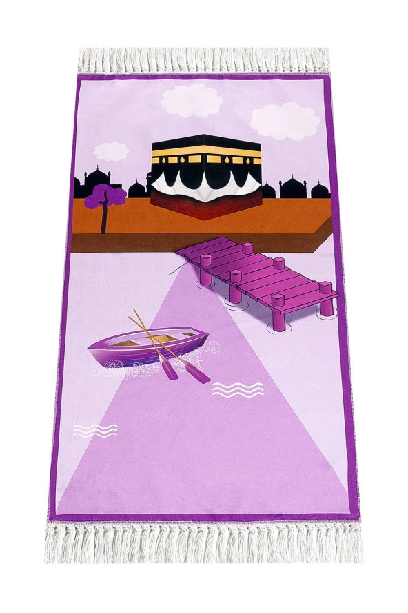 Dijital Baskılı Çocuk Seccadesi - Kayıklı Kabeli - 44 X 78 cm ürün görseli 1