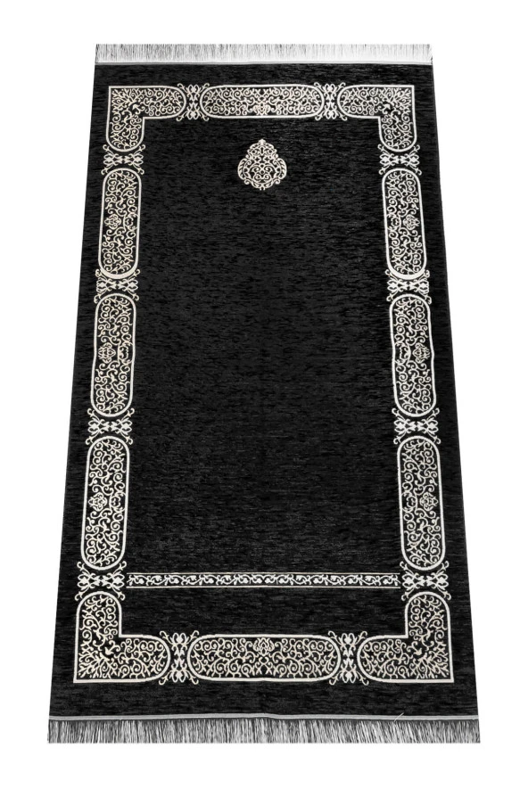 Kabe Desenli Şönil Seccade - Siyah Renk - Resim 3