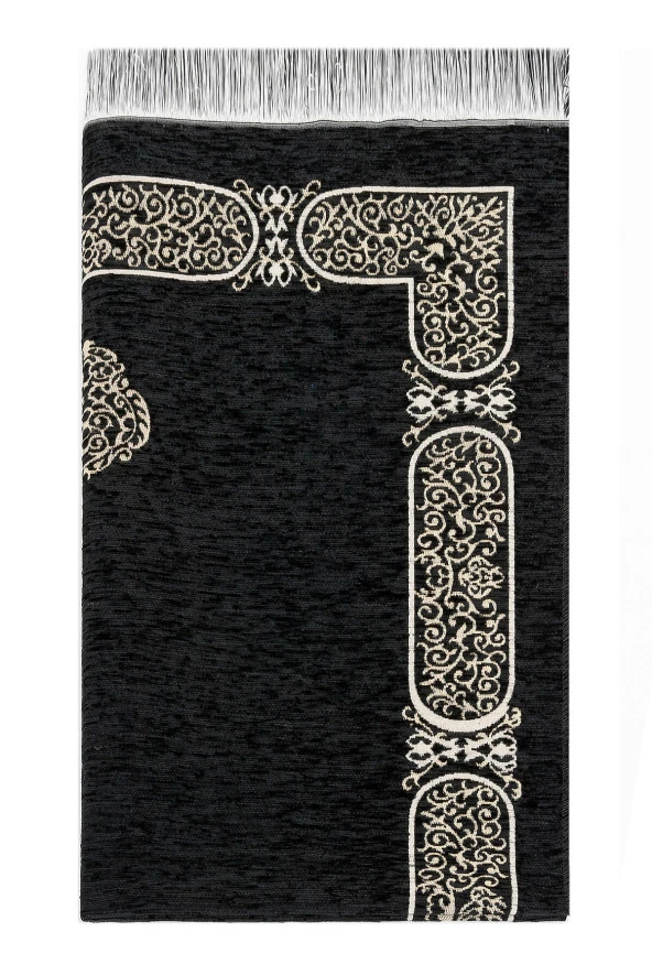 Kabe Desenli Şönil Seccade - Siyah Renk - Resim 4