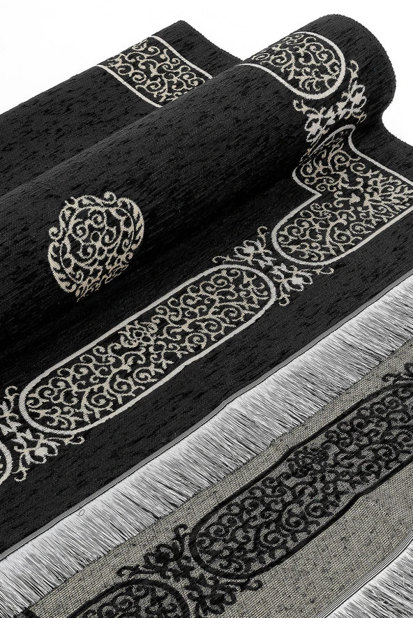 Kabe Desenli Şönil Seccade - Siyah Renk - Resim 2