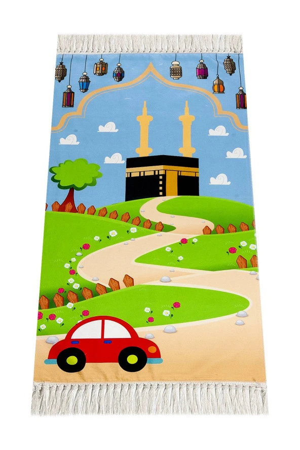 Dijital Baskılı Çocuk Seccadesi - Kabeli Arabalı - 44 X 78 cm ürün görseli 1