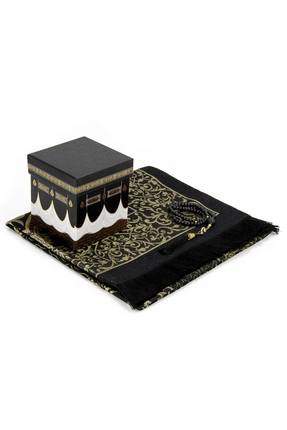 Özel Kabe Kutulu Hediyelik Seccade ve Tesbih Seti ürün görseli 1