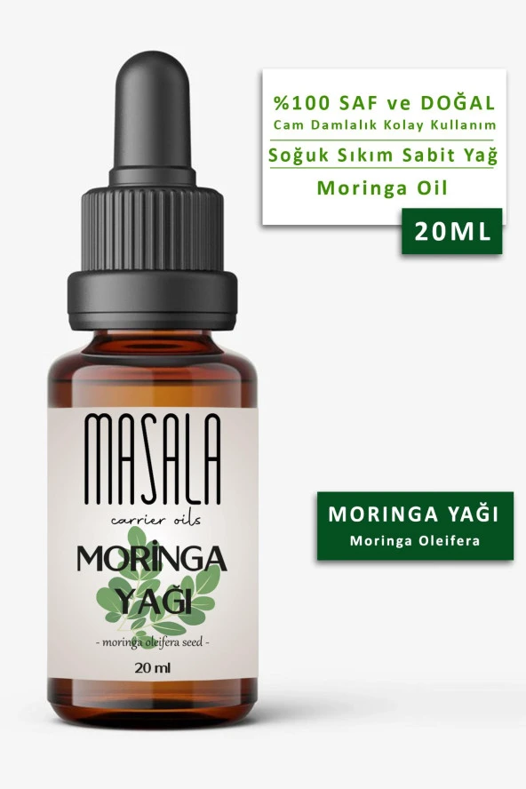Masala Moringa Yağı 20 ml.  Soğuk Pres (Moringa Carrier Oil) ürün görseli 1