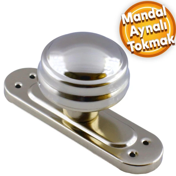 Mandal Aynalı Kapı Tokmağı Topuzu Kolu Metal Tokmak Nikel ürün görseli 1