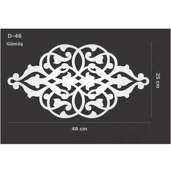 D-46 Gümüş 48 x 25 cm Sibu Aynalı Pleksi Mobilya Dolap Süsü ürün görseli 1