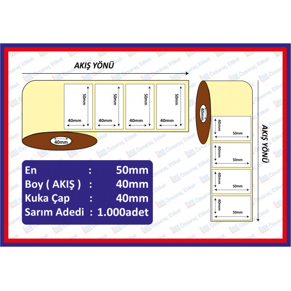 40X50 ECO TERMAL ETİKET  ( 1000 Lİ ) ürün görseli 1