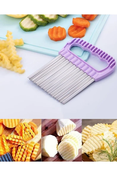 Onikiden Flosoft Tırtıklı Cips Doğrayıcı, Paslanmaz Şekilli Sebze Meyve Patates Dilimleyici ürün görseli 1