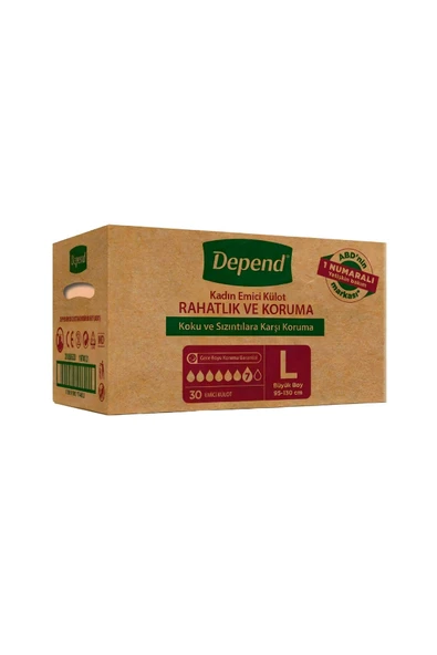 Depend Emici Külot Büyük Boy Large Beden 3lü Paket 30 Adet ürün görseli 1