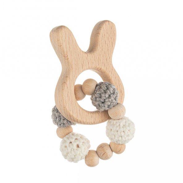 Cuddly Amigurumi Tavşancık Diş Kaşıyıcı-Ekru ürün görseli 1