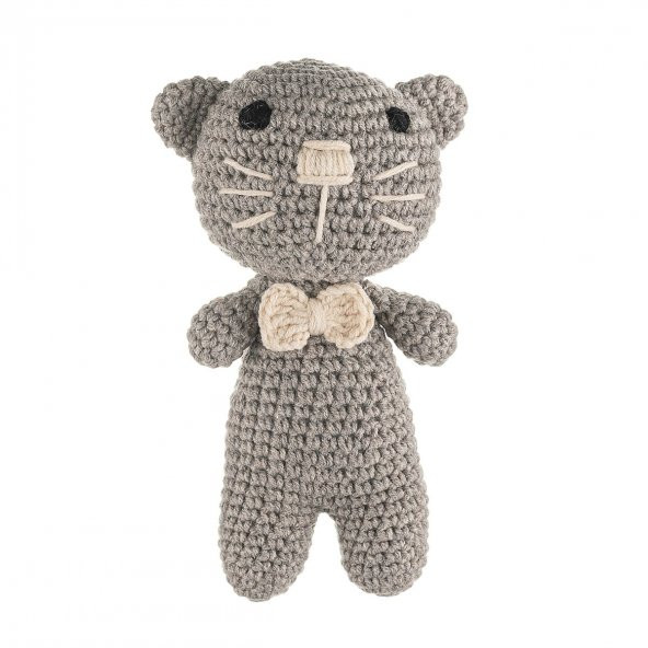 Cuddly Amigurumi Kedicik Oyuncak-Gri ürün görseli 1