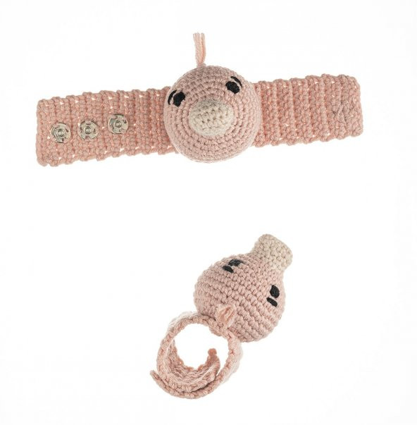 Cuddly Amigurumi Ördek Çıngıraklı Bileklik -Pembe ürün görseli 1