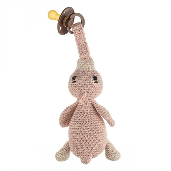 Cuddly Amigurumi Ördek Emzik Askılı Uyku Arkadaşım-Pudra ürün görseli 1
