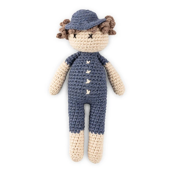 Cuddly Amigurumi Kıvırcık Erkek Bebek Oyuncak -Lacivert ürün görseli 1