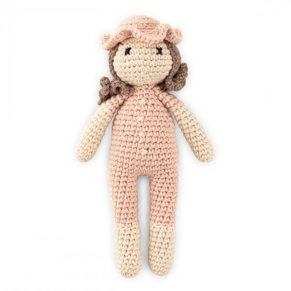Cuddly Amigurumi Kıvırcık Kız Bebek Oyuncak -Pudra ürün görseli 1