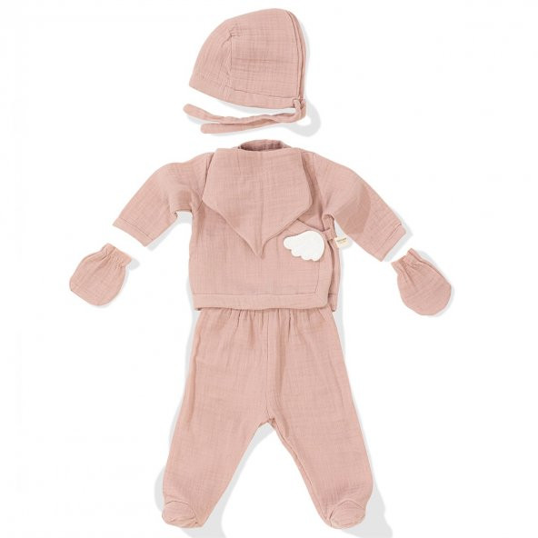 Wellgro Angel Wings Hastane Çıkışı Müslin 5li Yeni Doğan Seti-Pembe ürün görseli 1