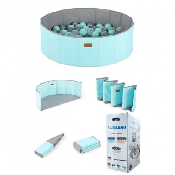 Wellgro 90 Toplu Katlanır Top Havuzu - Mint - Resim 2