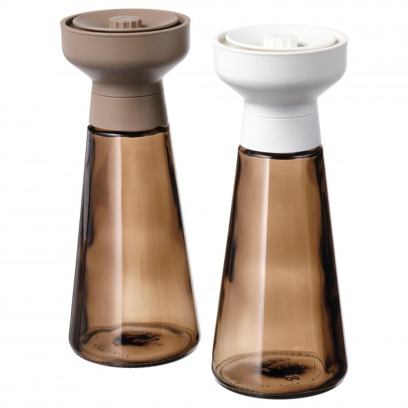 2 Adet Baharat Öğütücü, MeridyenDukkan Cam-Kahverengi Amber Renk 19 cm, 2 Parça Baharat Değirmeni Modern ürün görseli 1