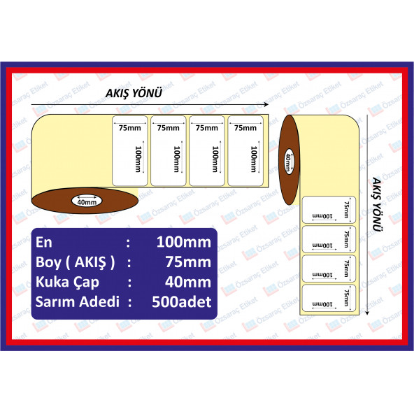 75X100 ECO TERMAL ETİKET ( 500 lü ) ürün görseli 1